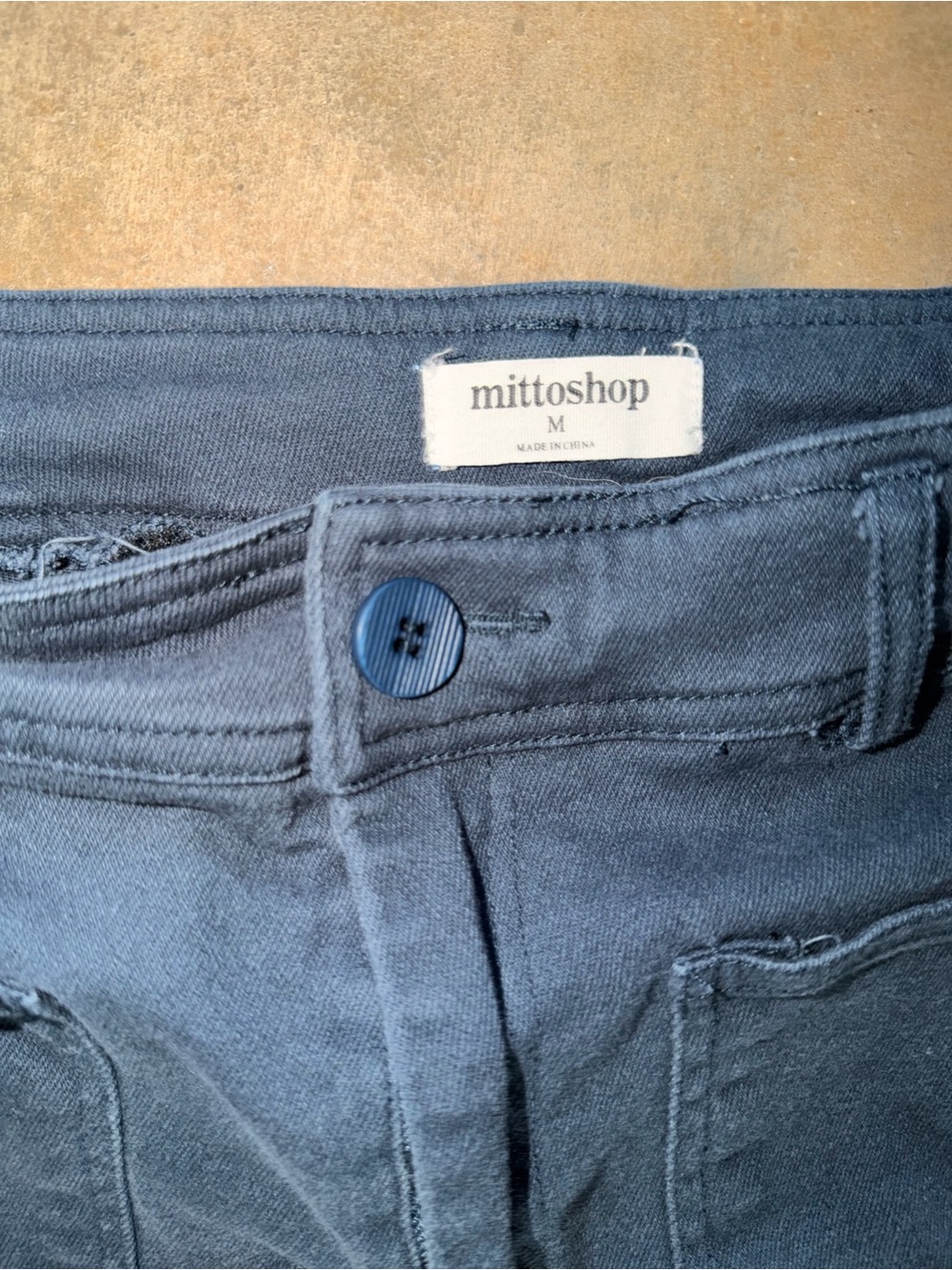 Mittoshop Navy High Rise Wide Leg Pants Medium Patch Pocket Raw Hem - Picture 4 of 11